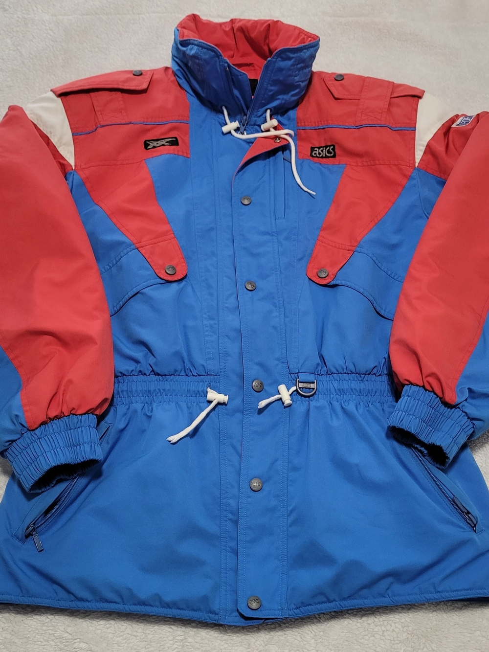 Vintage ASICS Blue & Red Hooded Ski Jacket Made In Japan - Picture 4 of 10